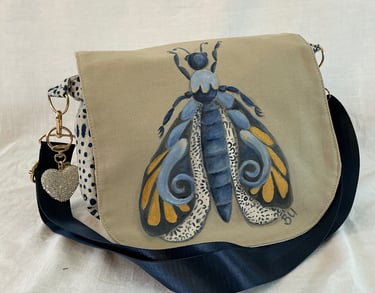 Sac besace peint à la main unique