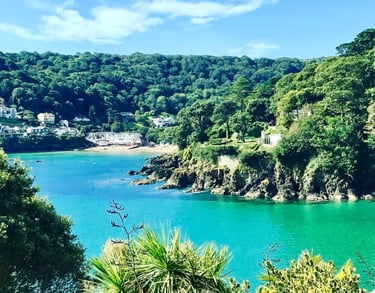a view of a bay with a view of a beach