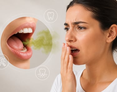 Dentista orientando paciente sobre as causas e o tratamento do mau hálito durante consulta Campinas
