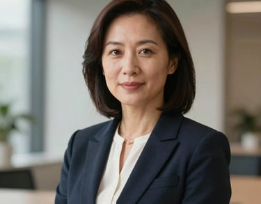 A professional portrait of a woman in business attire, representing the foundation's administrative leadership, with a clean and modern North American aesthetic.