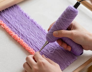 Diseño de un tapete tufting colo morado 