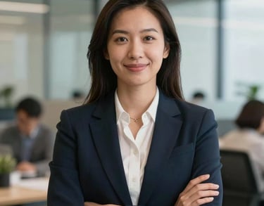 A professional portrait of a woman coordinator in a North American office, with soft natural lighting and a warm, compassionate expression.