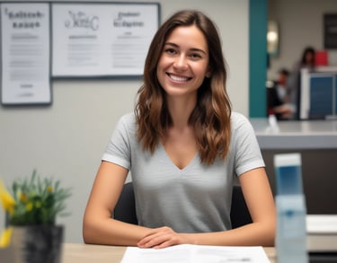 Mujer feliz y sonriente porque está pidiendo cita en en Psicoterapia Madrid Centro