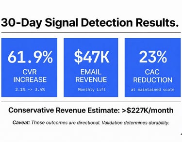 Within 30 days, we detected a strong directional signal across conversion efficiency, lifecycle cont