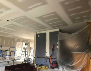 Drywall finishing a living room in westfield ma.                                                    