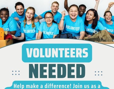 a group of people in blue shirts and blue jeans are posing for a volunteer