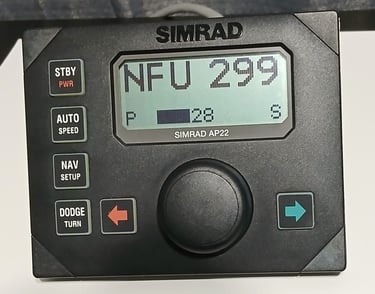 a simrad ap22 or ap20 auto pilot that is  being tested 
