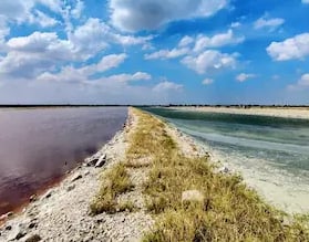 India's largest lake, Sambhar salt lake, Rajasthan.