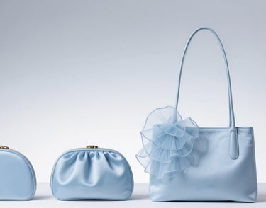 Elegant satin hobo bag set with a delicate organza flower, by King Fly.
