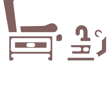 Illustratie van een pedicure stoel en voetenbad voor behandelingen.