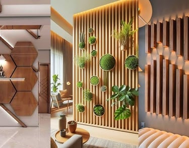 Decorative feature wall painting with modern patterns in UAE home