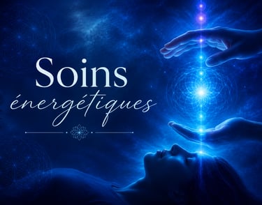image IA soins énergétiques avec deux mains dans un fond bleu