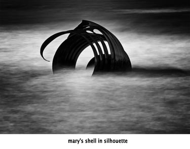 mary's shell at high tide in mono black and white
