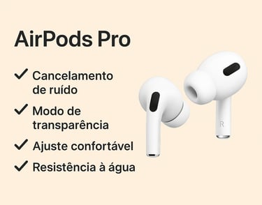 um par de AirPods com a inscrição AirPods Pro