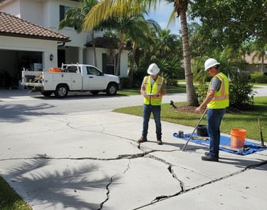 Concrete driveway repair in Plantation, Florida