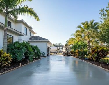 Freshly Poured Concrete Driveway in Plantation, FL