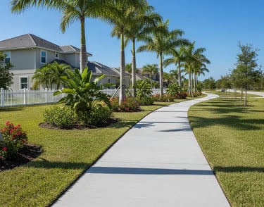 New concrete sidewalk installation in Plantation, FL