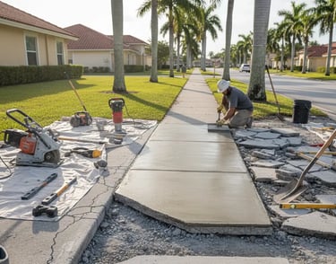 Concrete sidewalk repair in Plantation, Florida