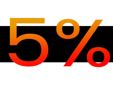scritta 5% su sfondo nero