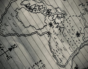 A stylized image of a hand drawn map of Ecogia
