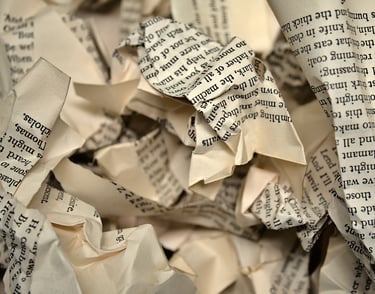 Crumpled pages of a book