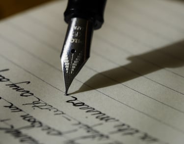 Writing on paper with a fountain pen