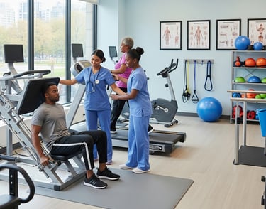 a nurse and a nurse in a gym room