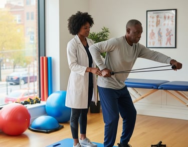 a man and woman doing a physical exercise