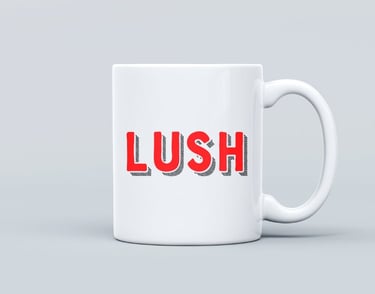 Our LUSH mug in red.