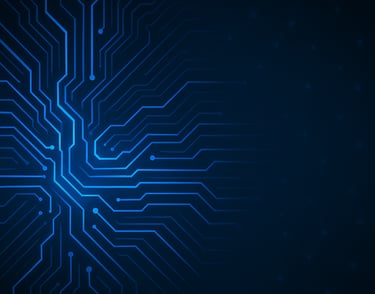 Geometric design circuit board image to represent AI