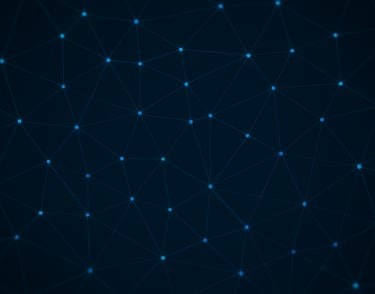 a dark blue background with a pattern interconnected lines and dots