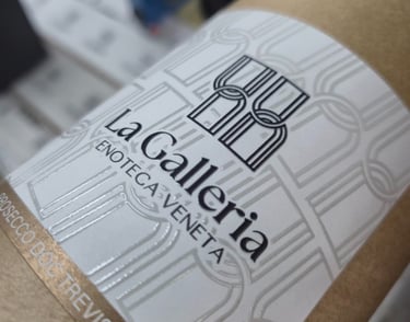 Etichetta autoadesiva prosecco in serigrafia per Galleria Enoteca Veneta