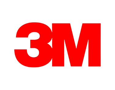 a red and white 3m logo with the word 3m