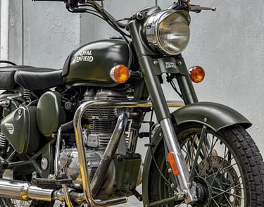 Rent a Royal Enfield Classic 500 Battle Green Army 2021 in Kuta, Bali from RidenationID