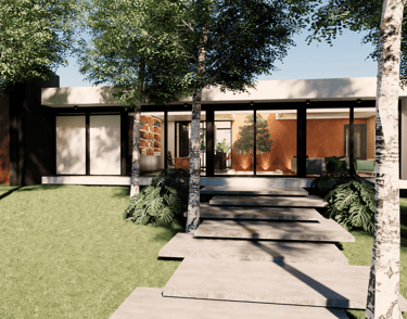 Casa contemporanea com jardim