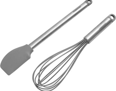 a kitchen utensil with a spatula and a whisk
