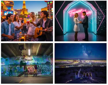 a group of people standing around a stage
