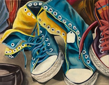 Chucks. Oil on linen. 20 x 25 cm. Sold