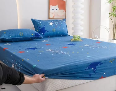 Premium cotton elastic fitted sheets in white, wholesale from Uzair Textile Pakistan
