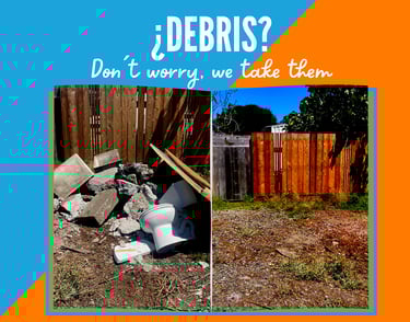 Before and after of debris removal service