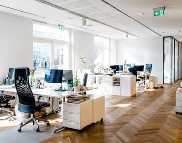 Neat and organized office space after our cleaning service.