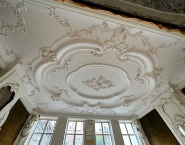 Ornamenten plafond restauratie Amsterdam (Singel)