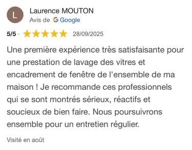 Avis google 5 étoiles clients m&m services pro nettoyage et vitres rouen