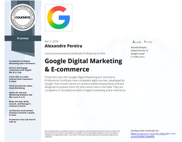 Certigicado Google marketing digital - kall alexandre