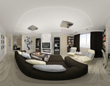a 360 - view of a living room with a couch and a table