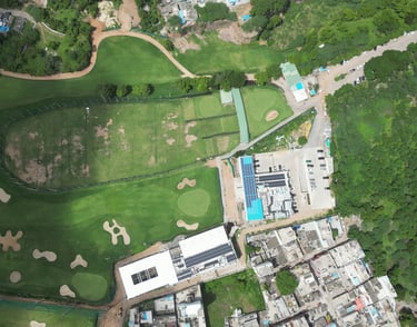 a golf course with a golf course and a course