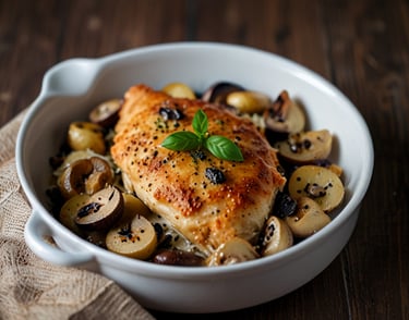 Baked Italian - style chicken breast with mushroom and Parmesan /Tepsis olaszos csirkemell gombával