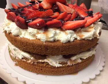 Peaches and Cream Angel Food Cake!!