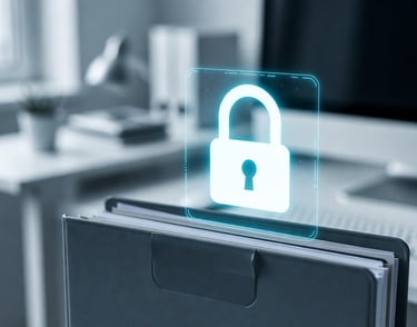 documentos con un logo de candado para garantizar la confidencialidad