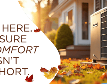 Autumn Advert Banner with HVAC System in from of a house with many colourful leaves around